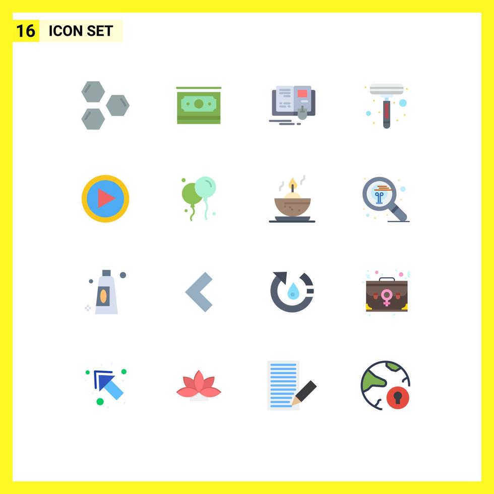 16 User Interface Flat Color Pack of modern Signs and Symbols of interface shaving motivation shaver mouse Editable Pack of Creative Vector Design Elements