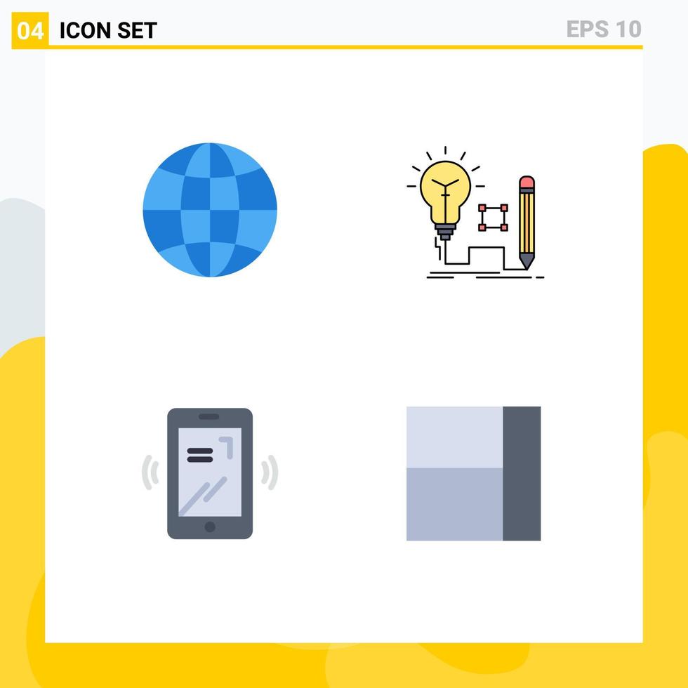 4 Universal Flat Icons Set for Web and Mobile Applications world mobile design key layout Editable Vector Design Elements