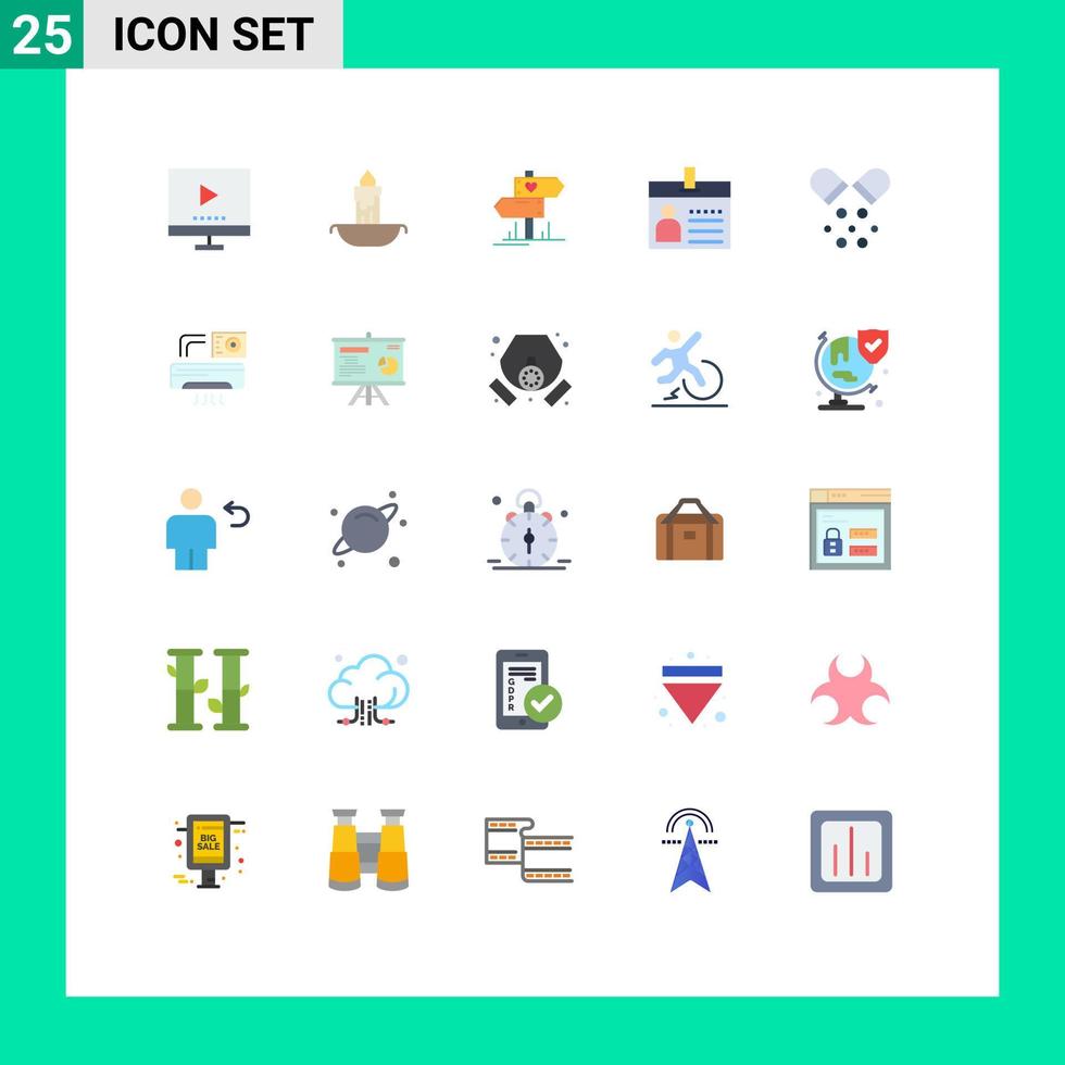 25 Thematic Vector Flat Colors and Editable Symbols of identification document holiday card wedding Editable Vector Design Elements