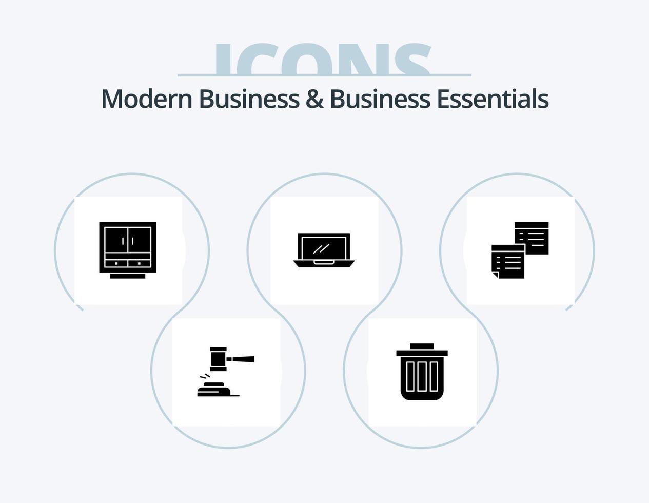 Modern Business And Business Essentials Glyph Icon Pack 5 Icon Design. drawer. cabinet. trash. office. container vector