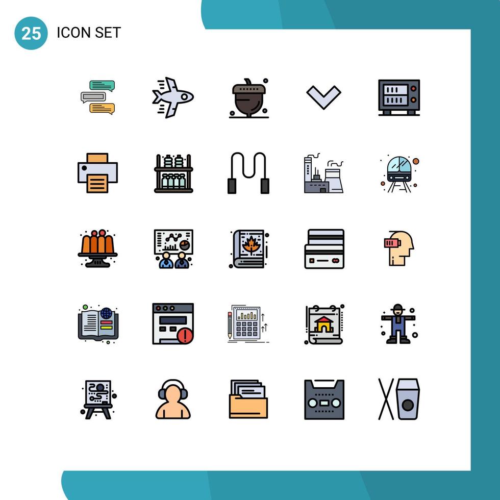 Set of 25 Modern UI Icons Symbols Signs for money back acorn down season Editable Vector Design Elements