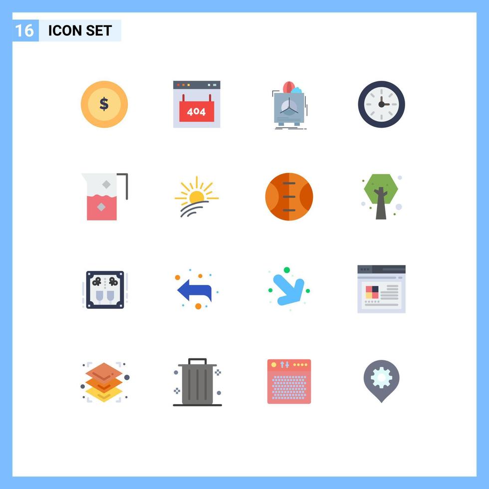 Set of 16 Modern UI Icons Symbols Signs for beverage time insurance education health Editable Pack of Creative Vector Design Elements