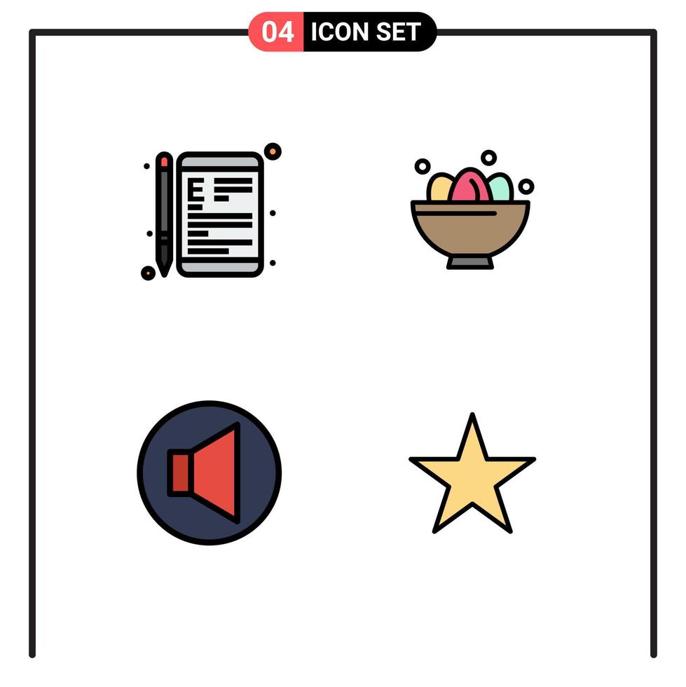 4 Filledline Flat Color concept for Websites Mobile and Apps online egg learning bowl sound Editable Vector Design Elements