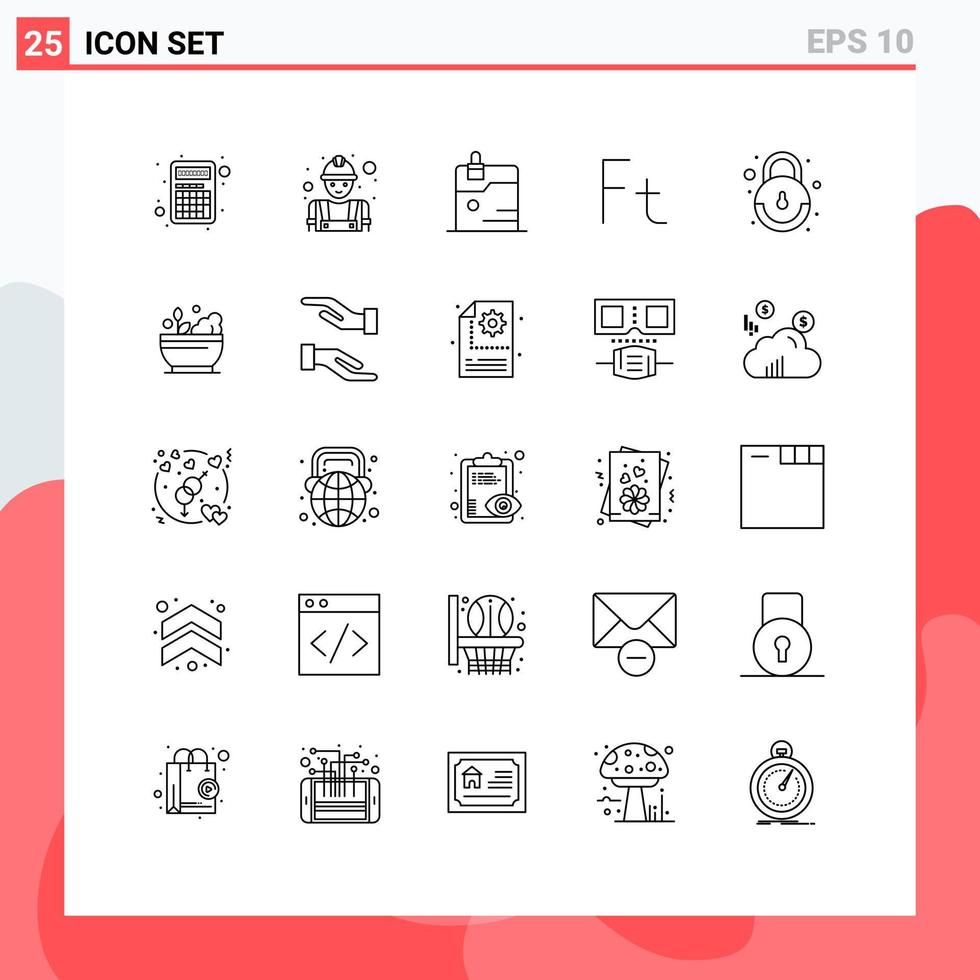 25 Thematic Vector Lines and Editable Symbols of lock hungary business hungarian currency Editable Vector Design Elements