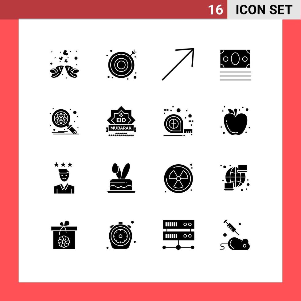 16 Universal Solid Glyphs Set for Web and Mobile Applications search database arrow shopping money Editable Vector Design Elements