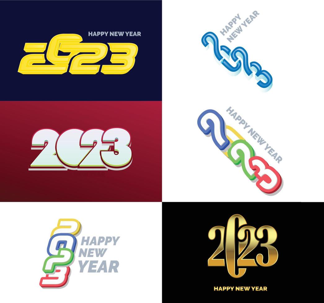 Big Collection of 2023 Happy New Year symbols Cover of business diary for 2023 with wishes vector