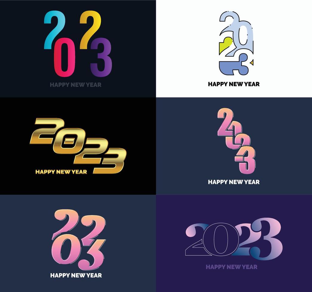Big Set of 2023 Happy New Year logo text design 2023 number design template vector