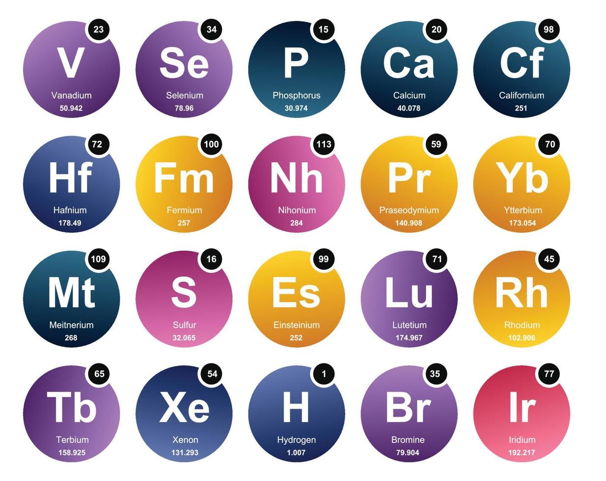 20 Preiodic table of the elements Icon Pack Design vector