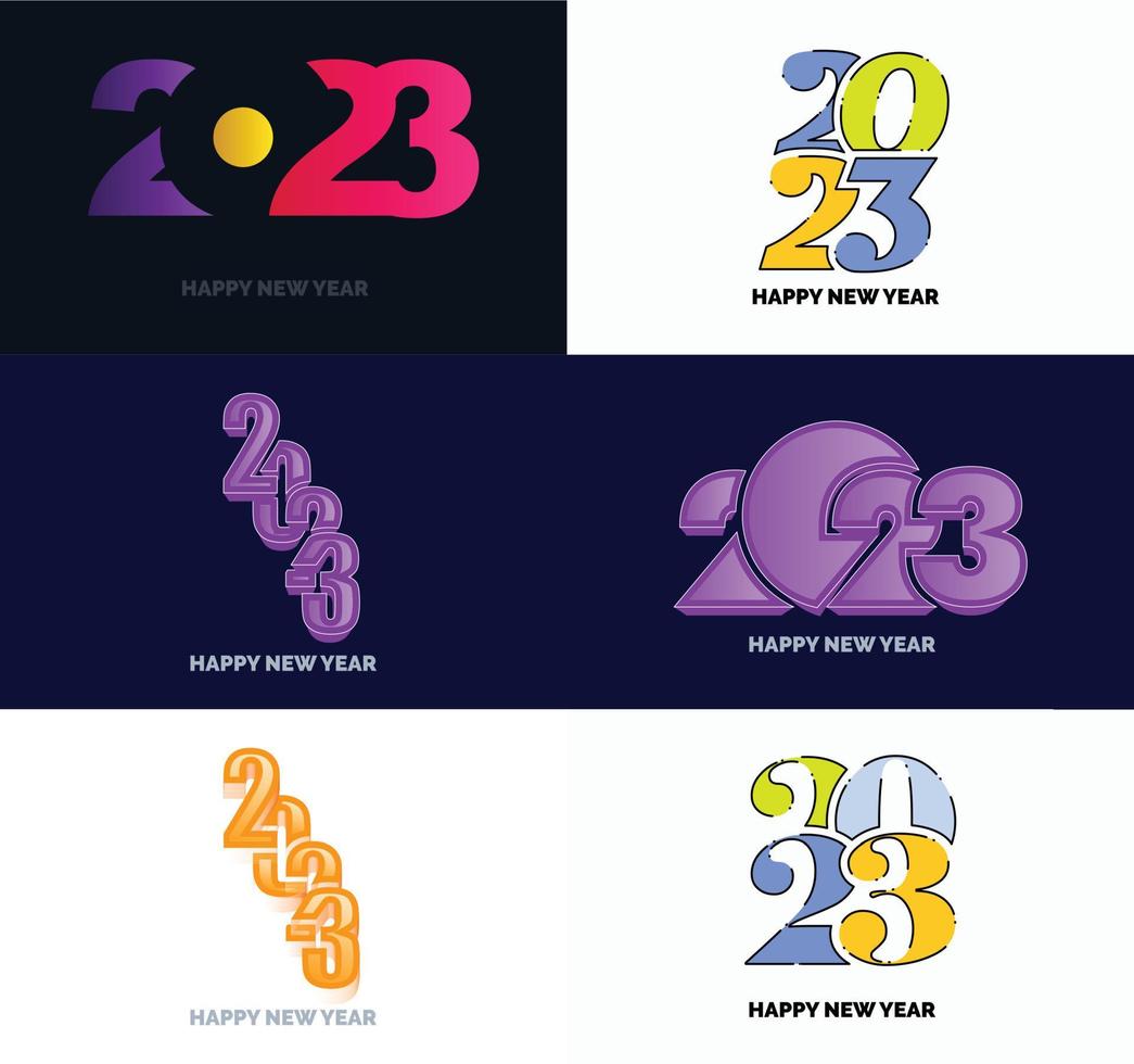 Big Set of 2023 Happy New Year logo text design 2023 number design template vector