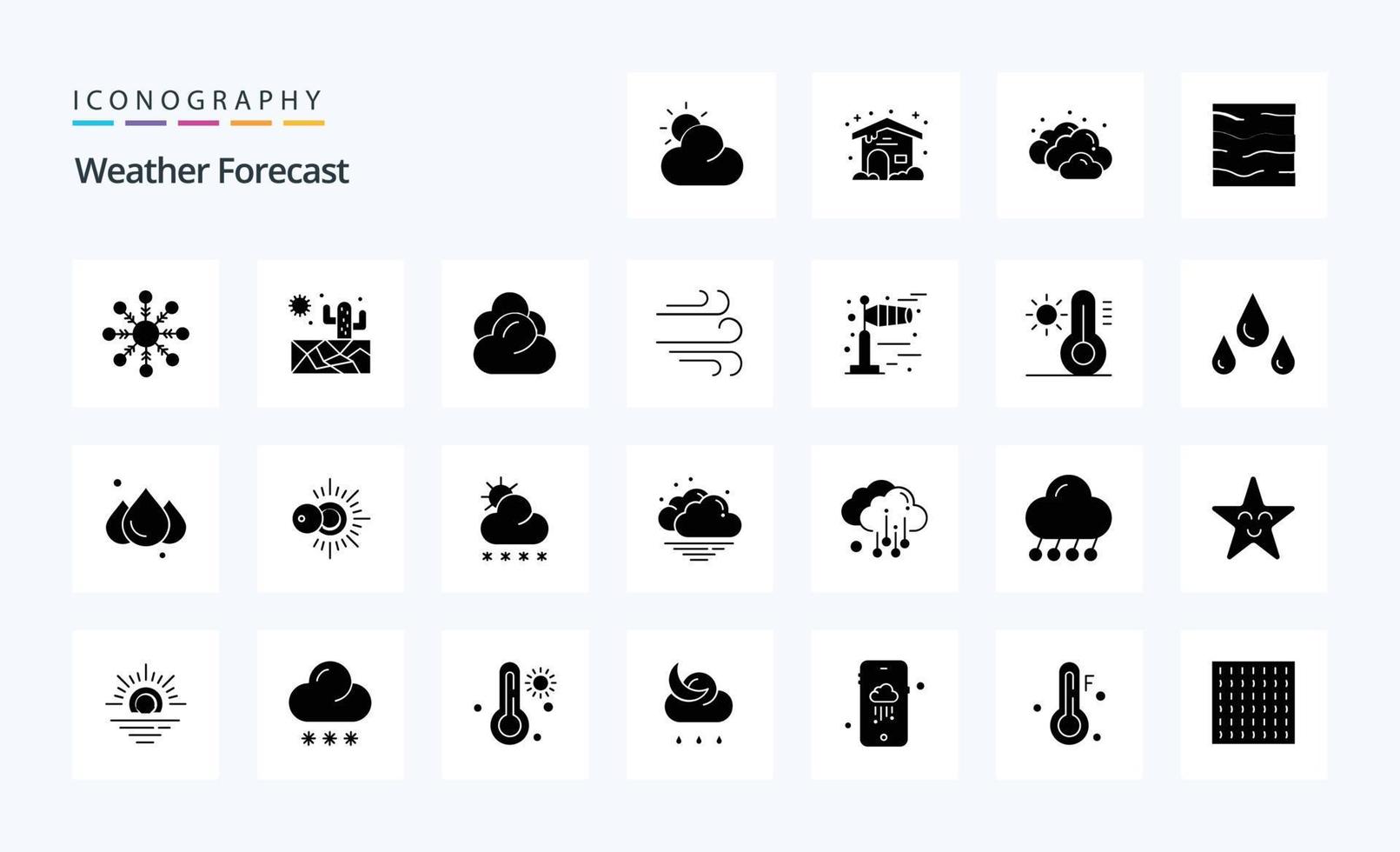 25 Weather Solid Glyph icon pack vector