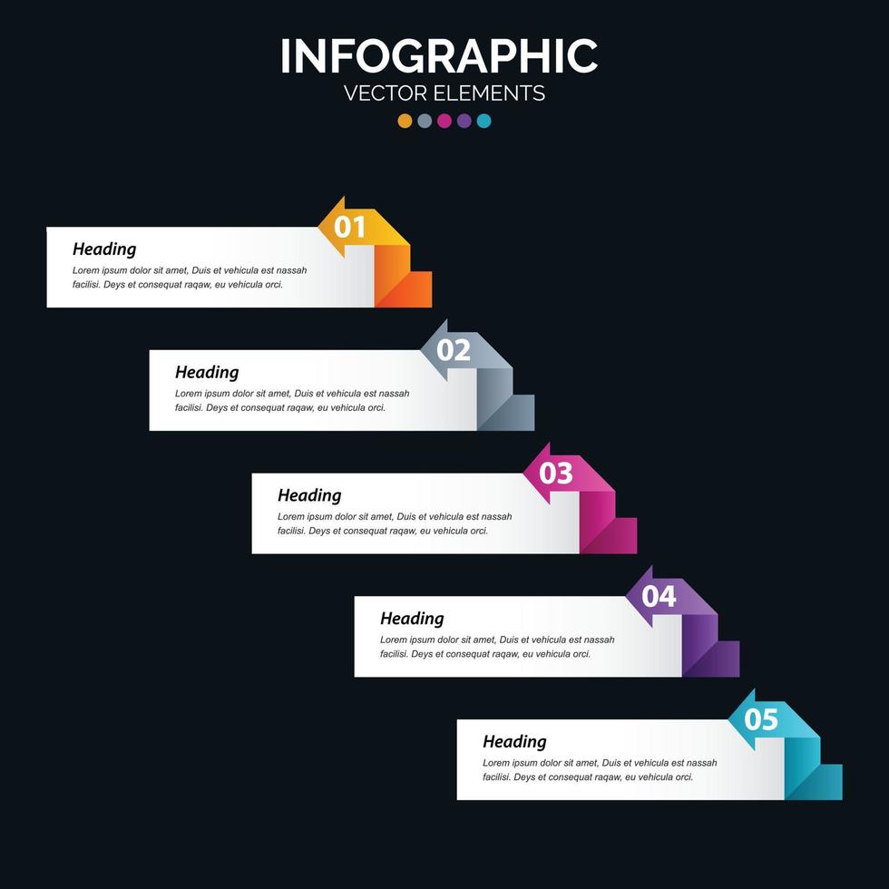 El vector de diseño de infografías de 5 pasos y el marketing se pueden utilizar para el diseño del flujo de trabajo