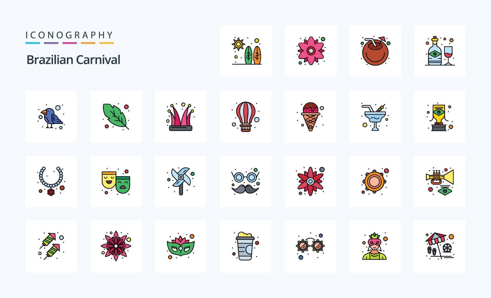 25 Brazilian Carnival Line Filled Style icon pack vector