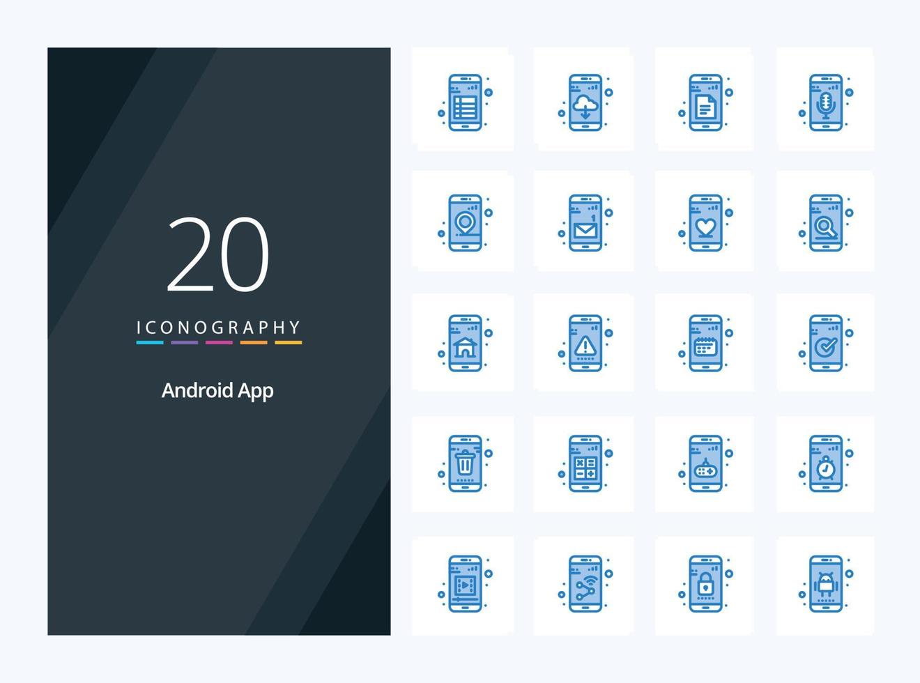 20 Android App Blue Color icon for presentation vector