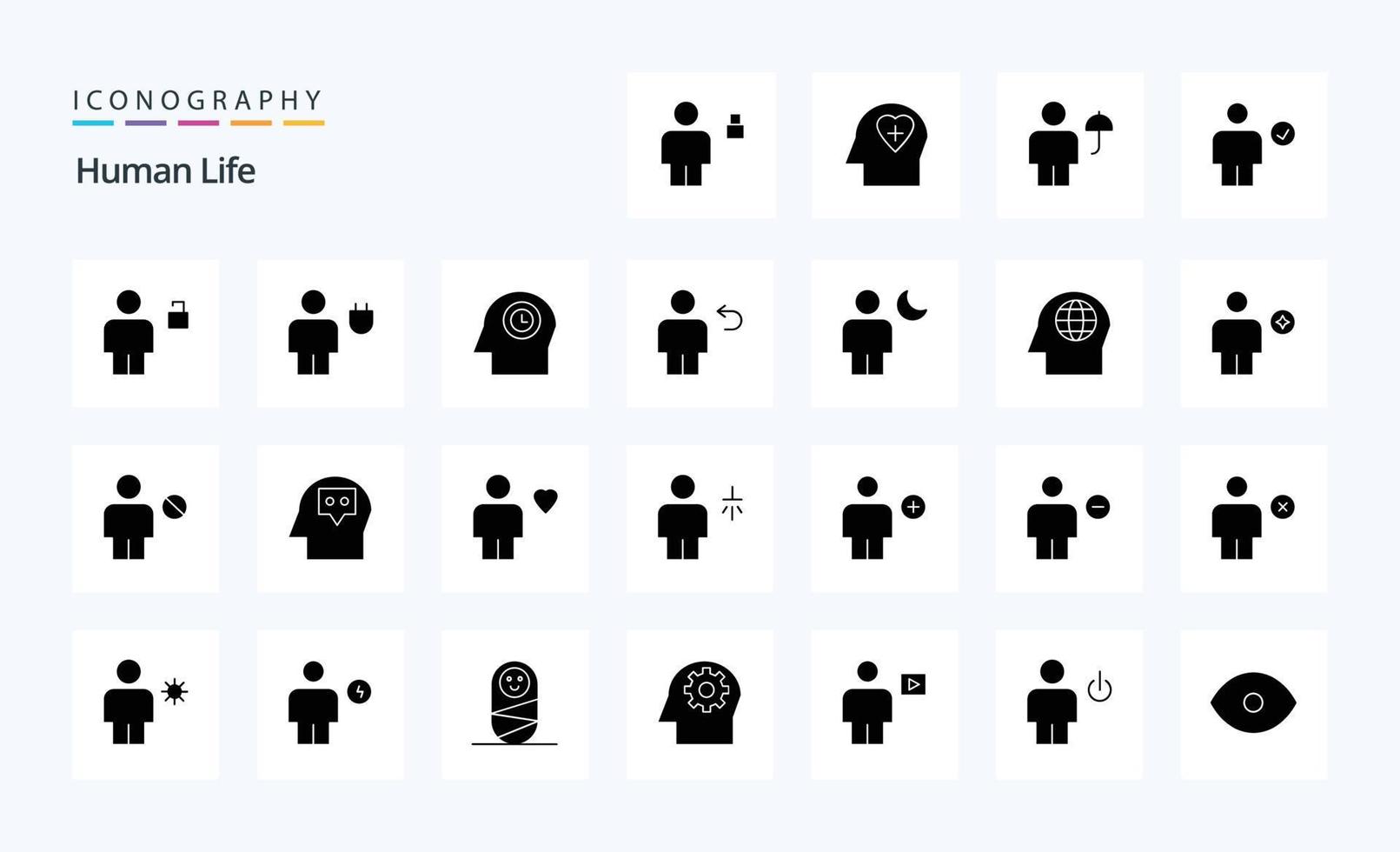 25 Human Solid Glyph icon pack vector