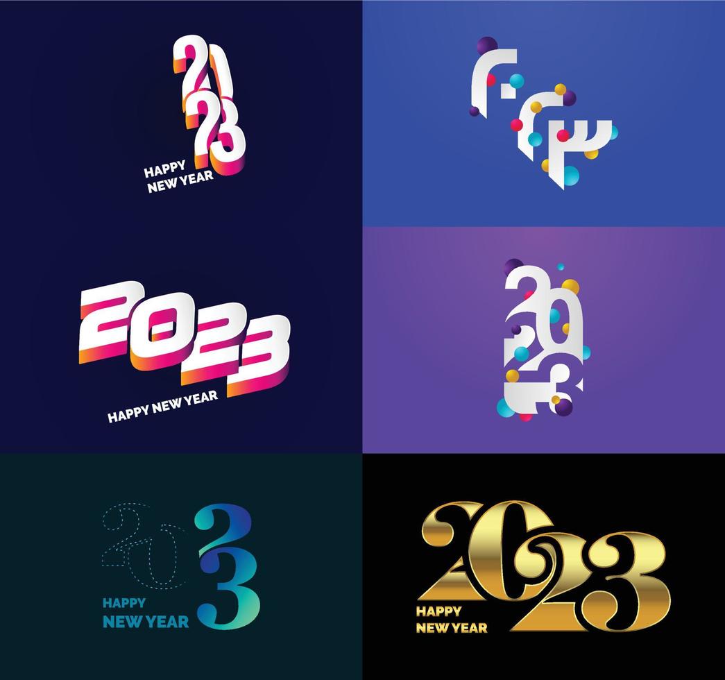 Big Set of 2023 Happy New Year logo text design 2023 number design template vector