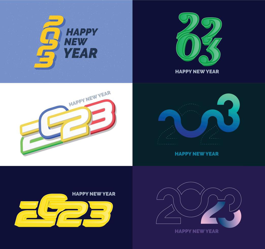 Big Set of 2023 Happy New Year logo text design 2023 number design template vector