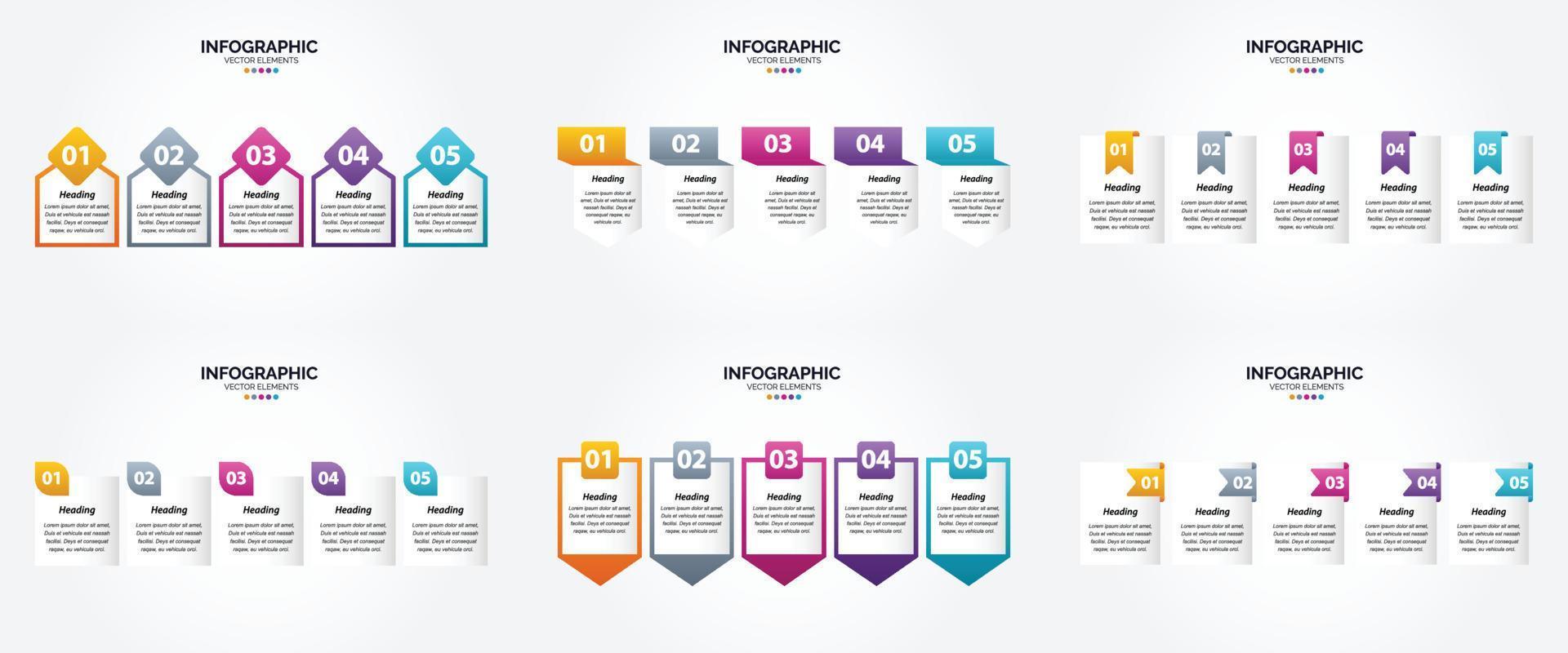 ilustración vectorial infografía conjunto de diseño plano para folleto publicitario y revista vector