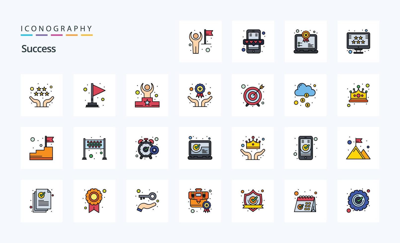 paquete de iconos de estilo lleno de línea de 25 éxitos vector