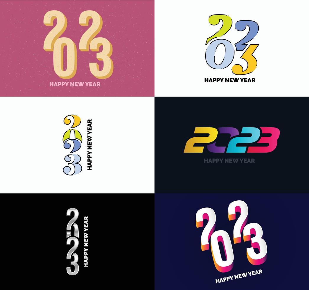 Big Set of 2023 Happy New Year logo text design 2023 number design template vector