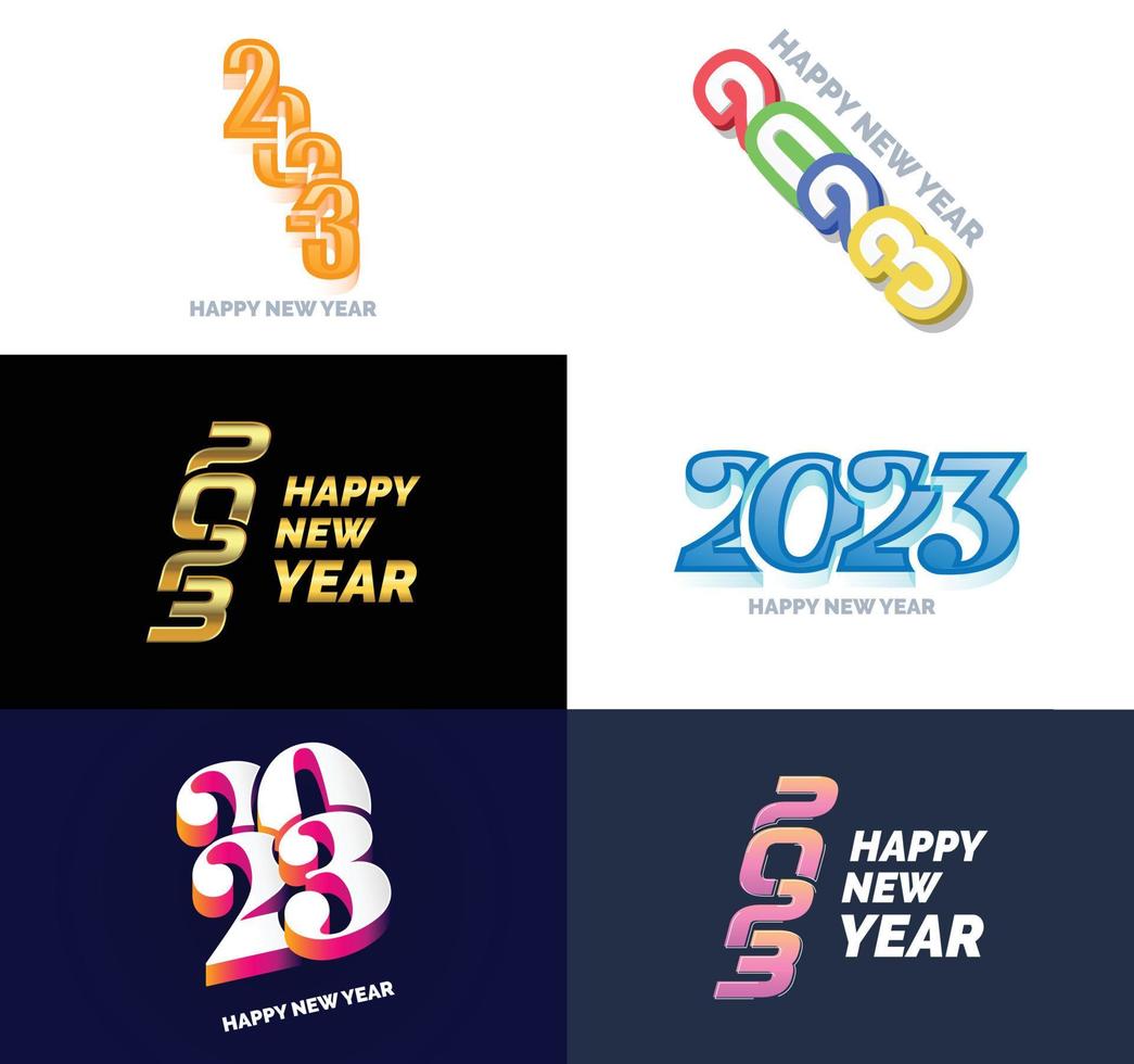 gran conjunto de 2023 feliz año nuevo diseño de texto de logotipo plantilla de diseño de número 2023 vector