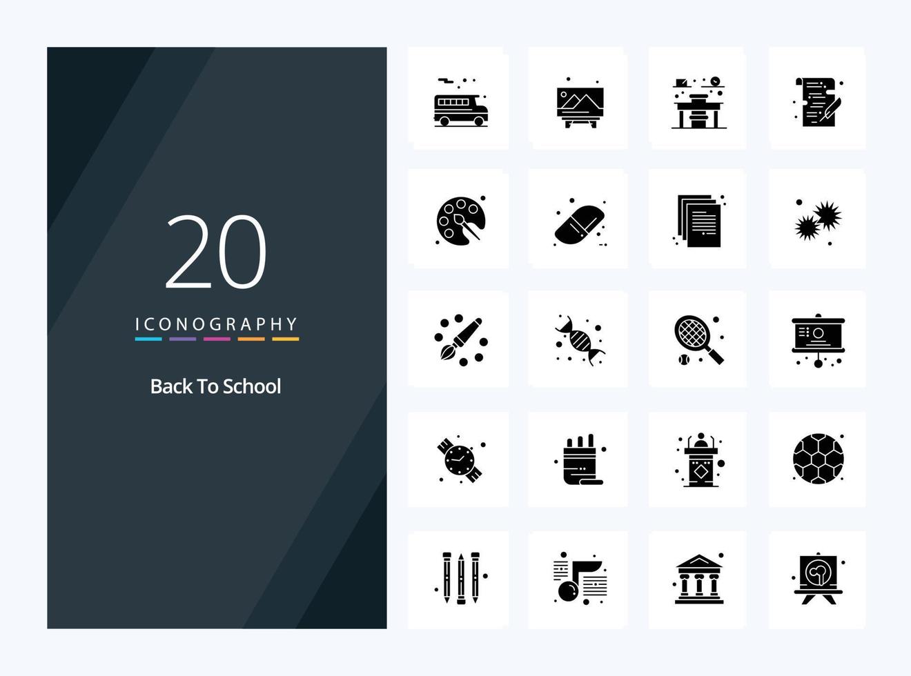 20 Back To School Solid Glyph icon for presentation vector