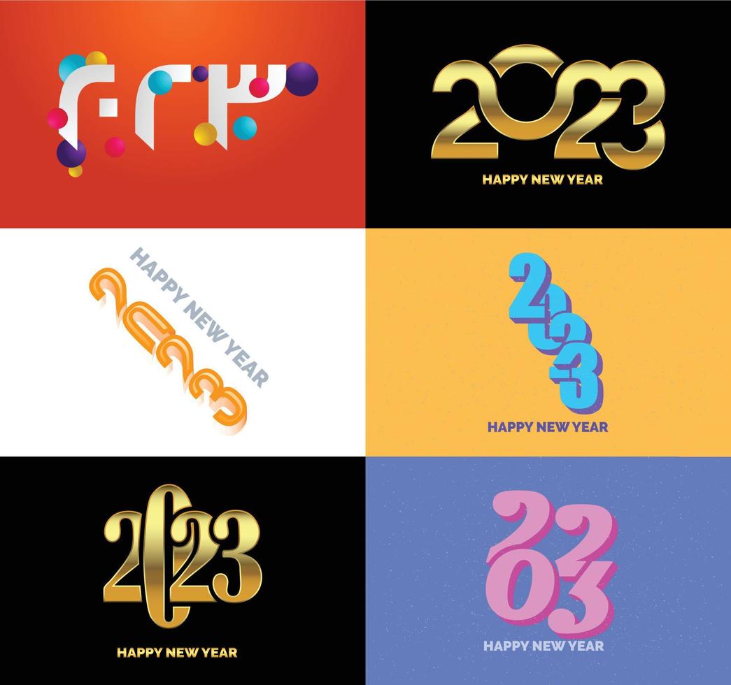 Big Collection of 2023 Happy New Year symbols Cover of business diary for 2023 with wishes vector