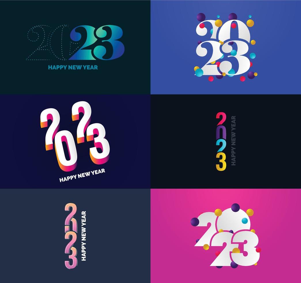 gran conjunto de 2023 feliz año nuevo diseño de texto de logotipo plantilla de diseño de número 2023 vector