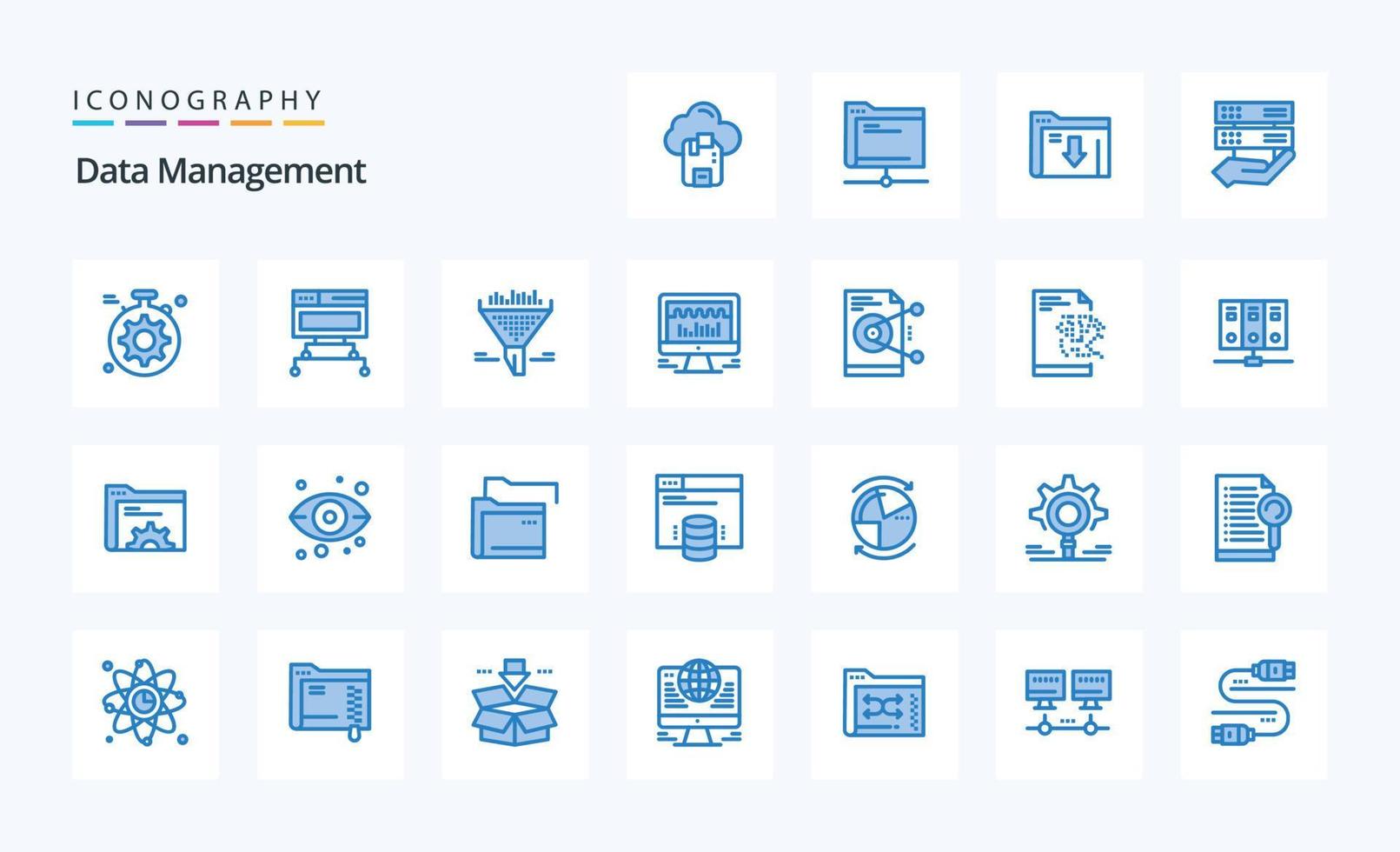 25 Data Management Blue icon pack vector