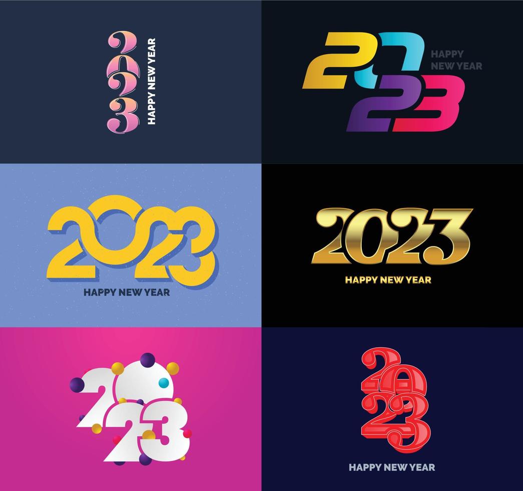 gran conjunto de 2023 feliz año nuevo diseño de texto de logotipo plantilla de diseño de número 2023 vector