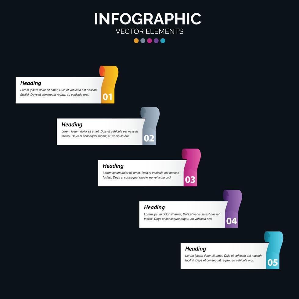 5 Option Infographics diagram annual report web design Business concept steps or processes vector