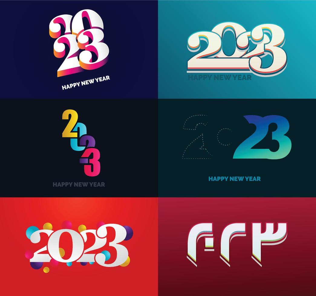 gran conjunto de 2023 feliz año nuevo diseño de texto de logotipo plantilla de diseño de número 2023 vector