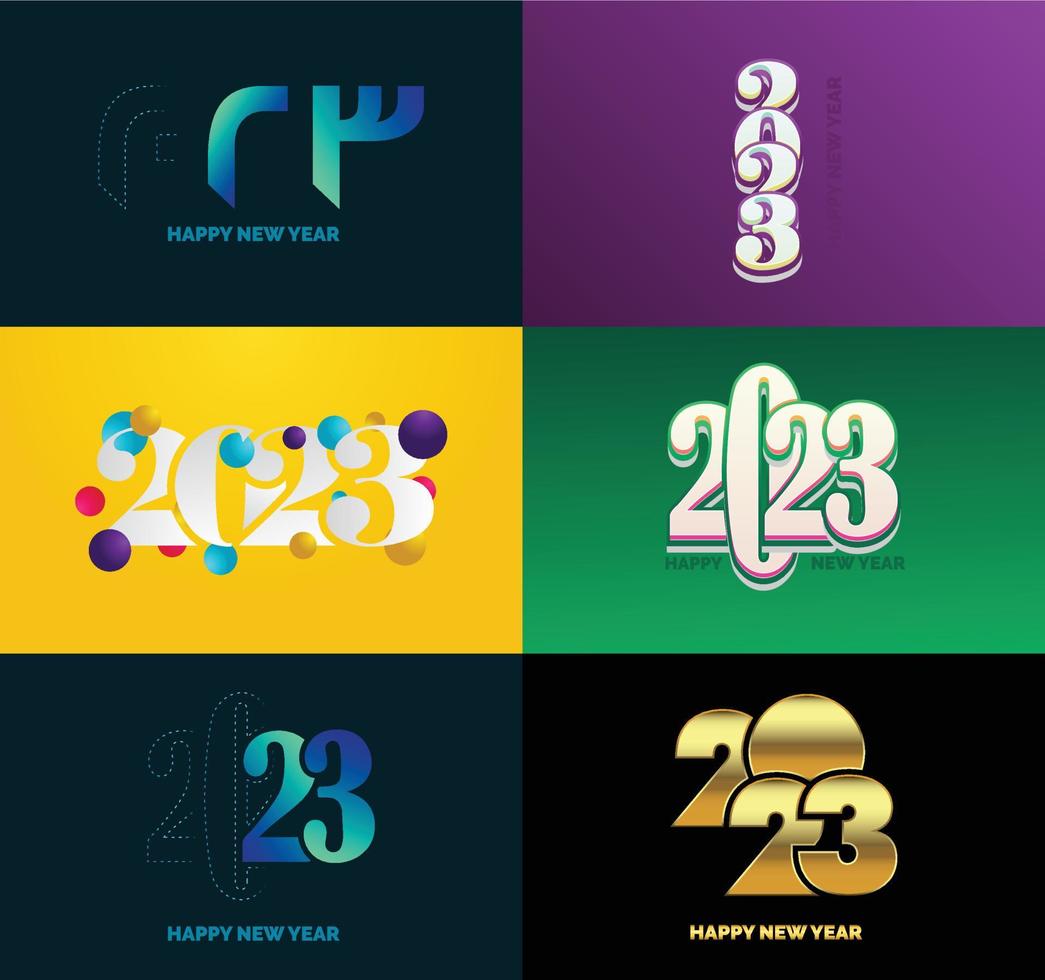 gran conjunto de 2023 feliz año nuevo diseño de texto de logotipo plantilla de diseño de número 2023 vector