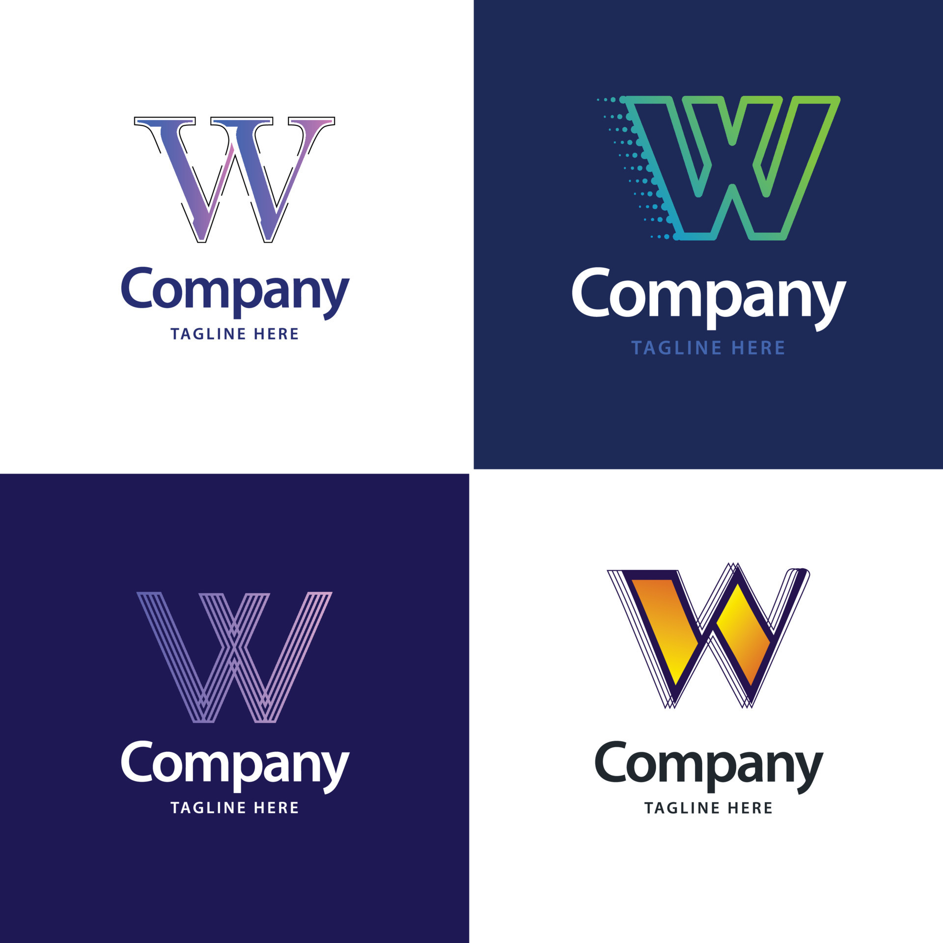 Free Vector  Letter w big logo pack design creative modern logos design  for your business