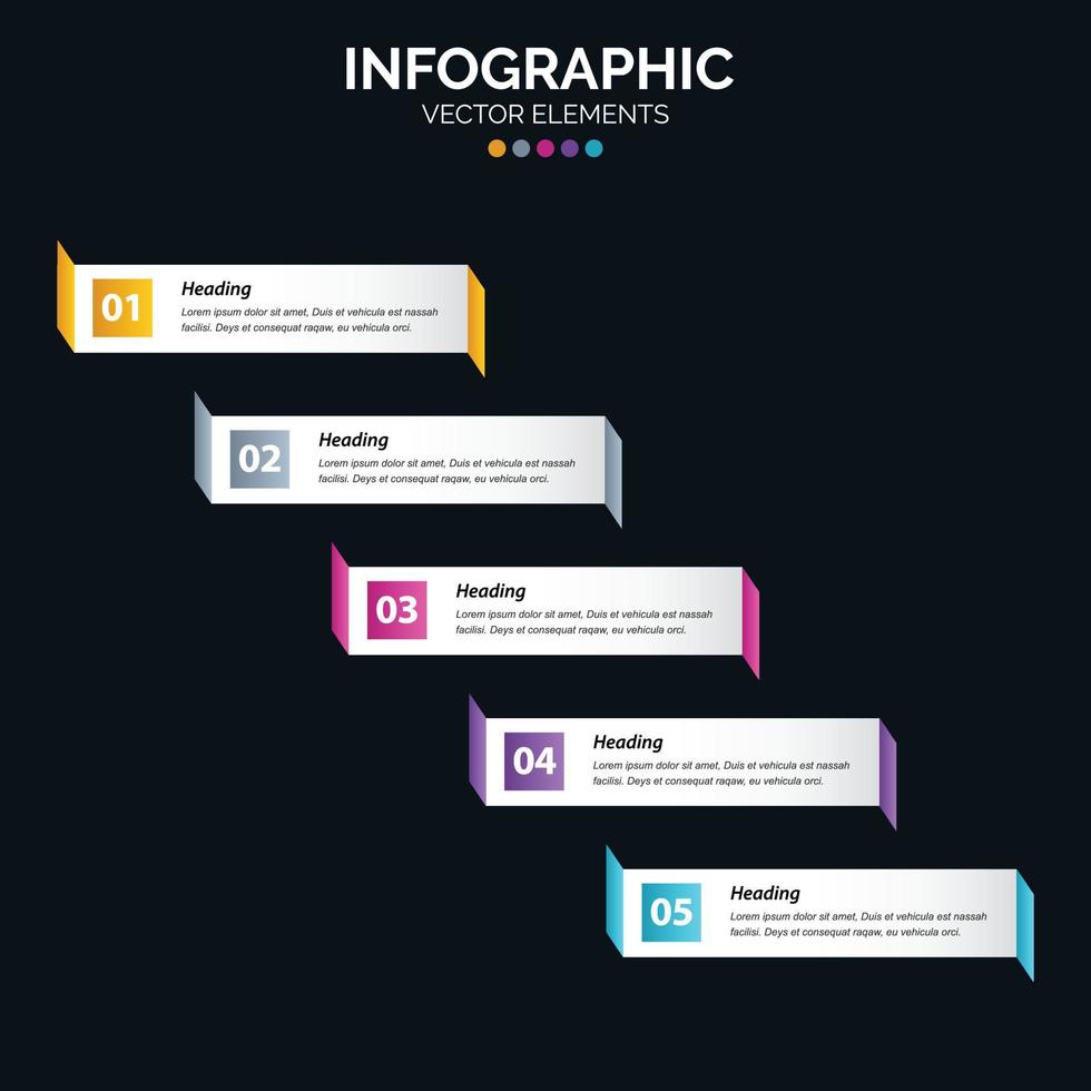 Diagrama de infografía de 5 opciones Informe anual Diseño web Concepto de negocio Pasos o procesos vector