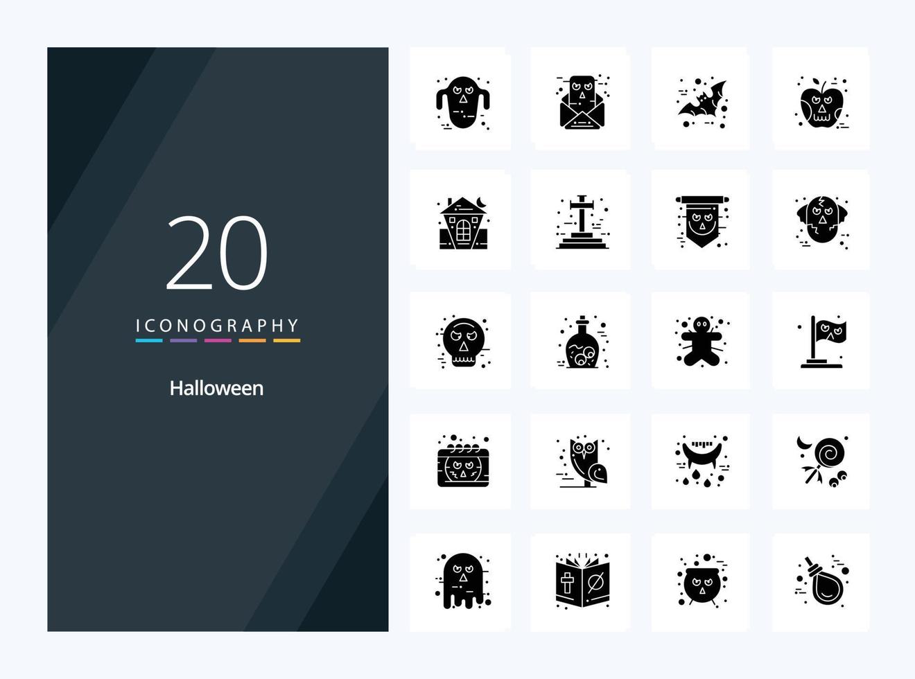 20 Halloween Solid Glyph icon for presentation vector