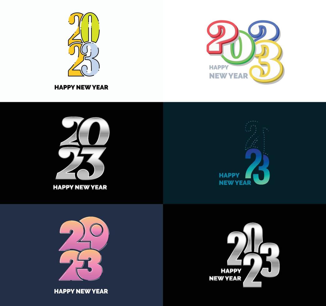 Big Collection of 2023 Happy New Year symbols Cover of business diary for 2023 with wishes vector