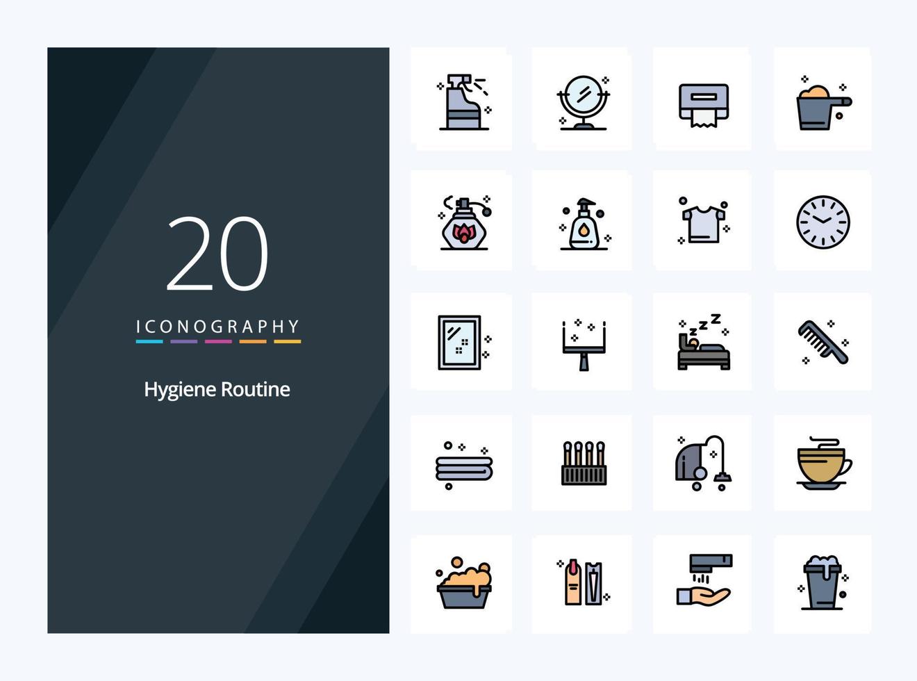 20 icono de línea de rutina de higiene para presentación vector