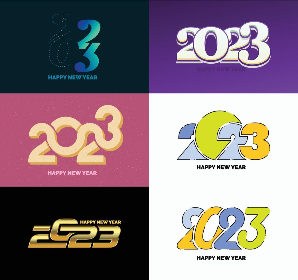 gran conjunto de 2023 feliz año nuevo diseño de texto de logotipo plantilla de diseño de número 2023 vector