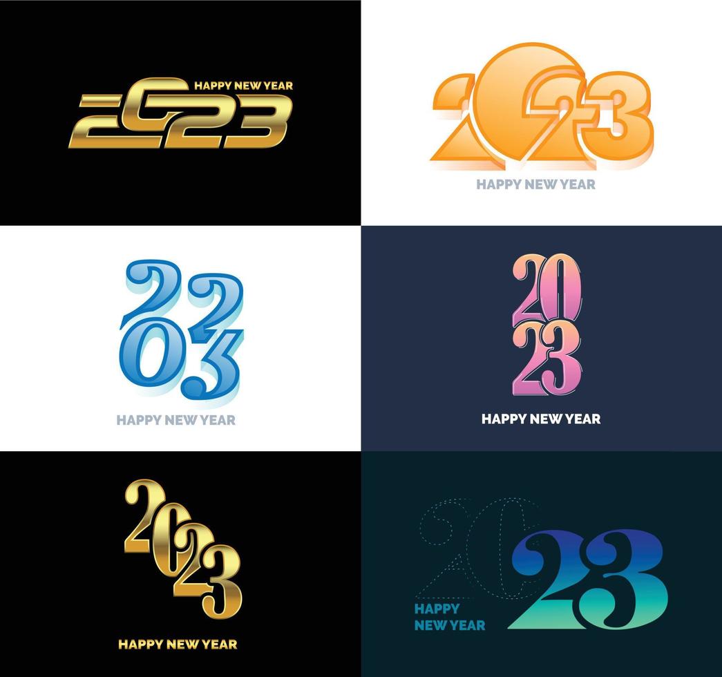 Big Set of 2023 Happy New Year logo text design 2023 number design template vector