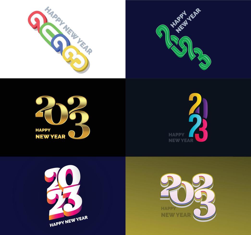 Big Collection of 2023 Happy New Year symbols Cover of business diary for 2023 with wishes vector