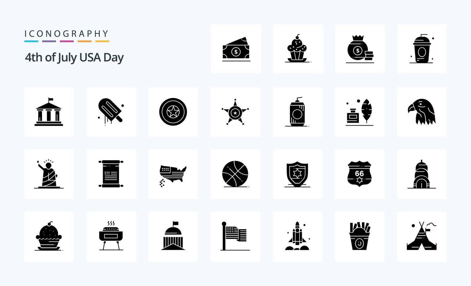 25 Usa Solid Glyph icon pack vector