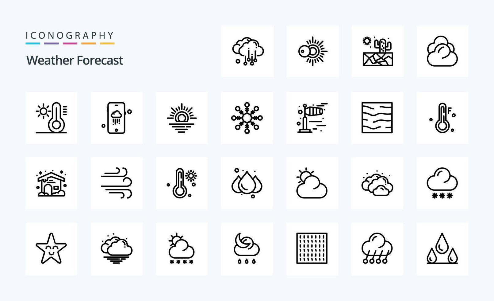 paquete de iconos de 25 líneas meteorológicas vector