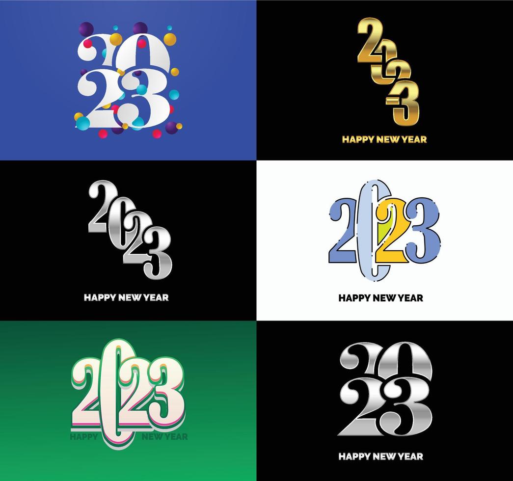 Big Set of 2023 Happy New Year logo text design 2023 number design template vector