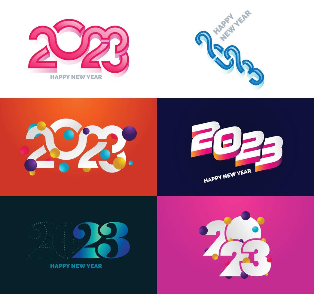 gran conjunto de 2023 feliz año nuevo diseño de texto de logotipo plantilla de diseño de número 2023 vector