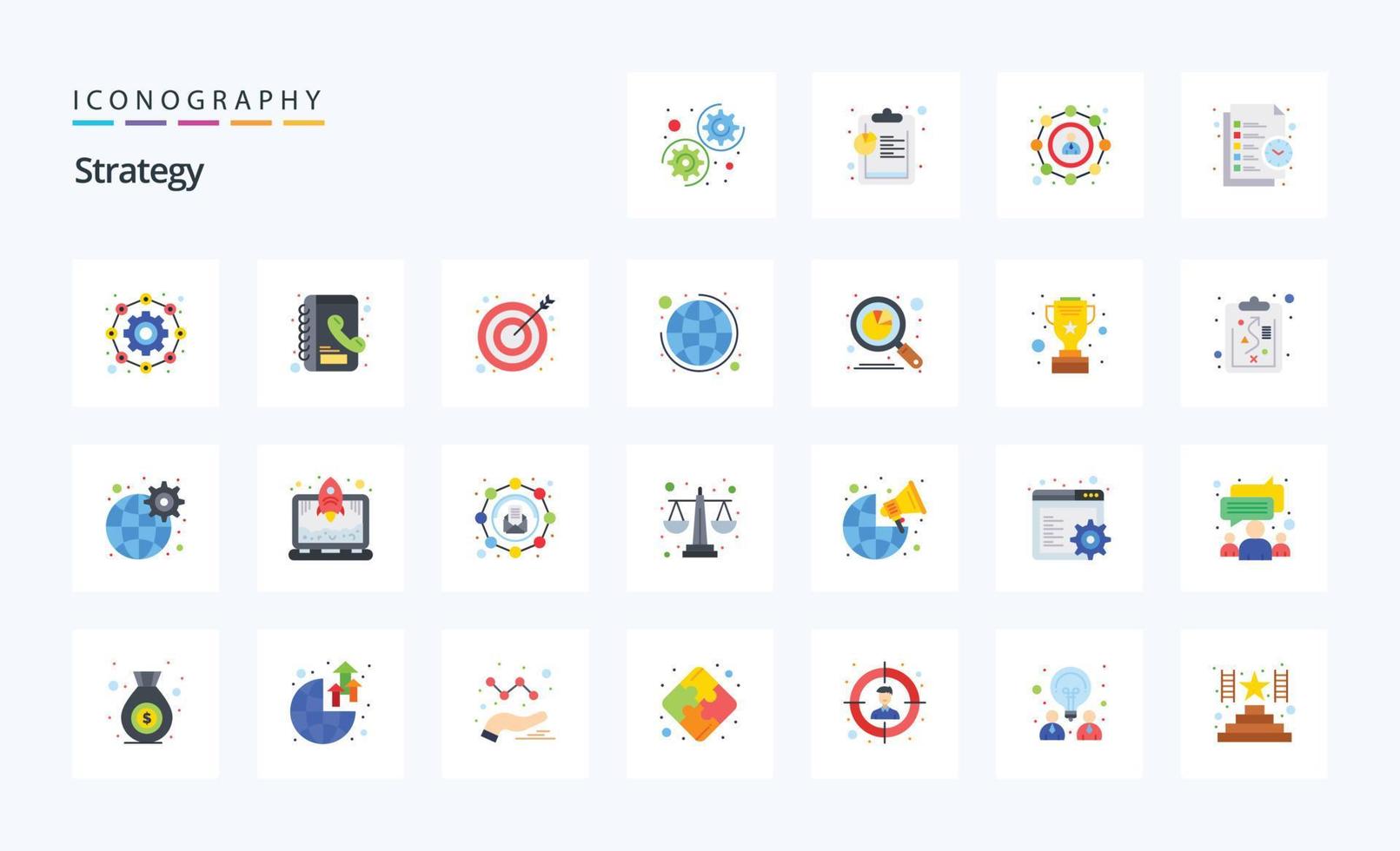 25 Strategy Flat color icon pack vector