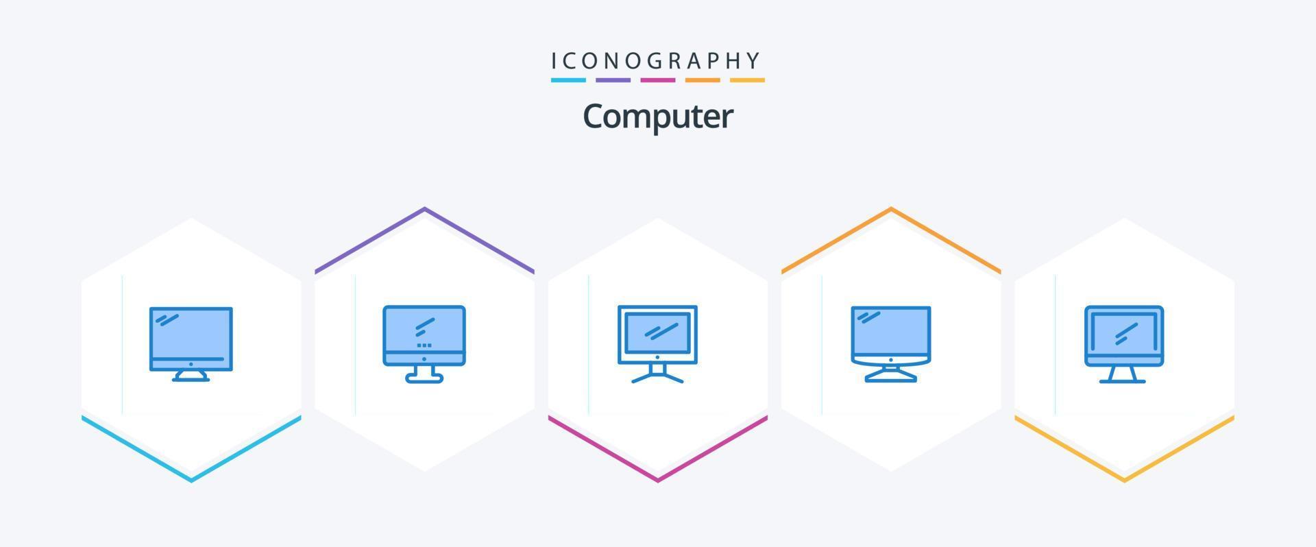 paquete de 25 íconos azules de computadora que incluye . vector