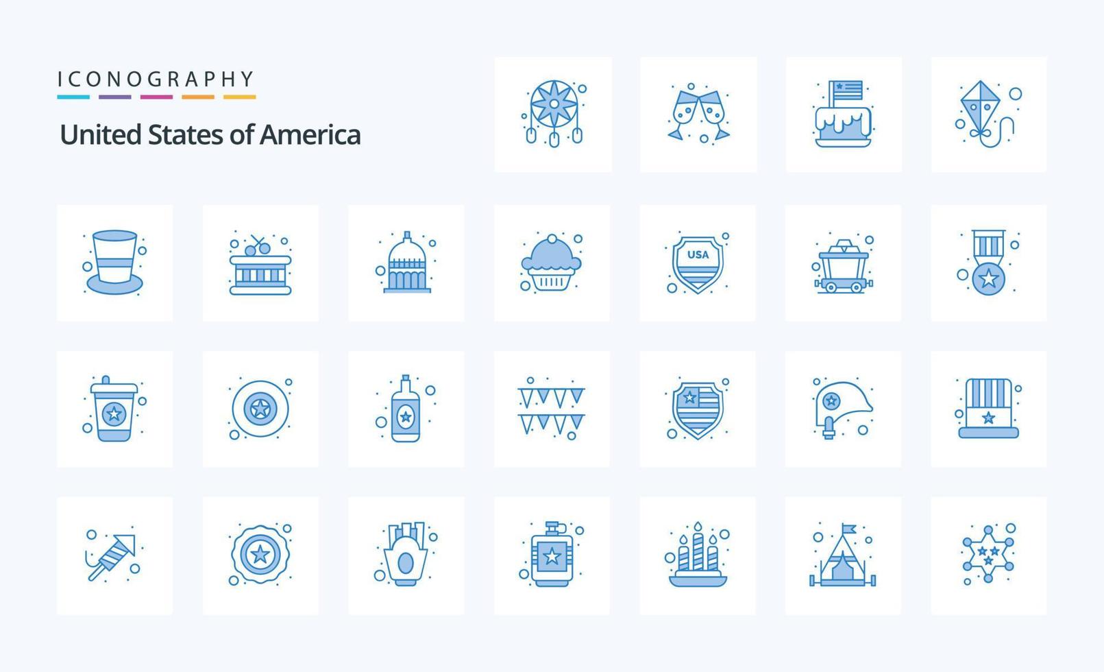 25 Usa Blue icon pack vector