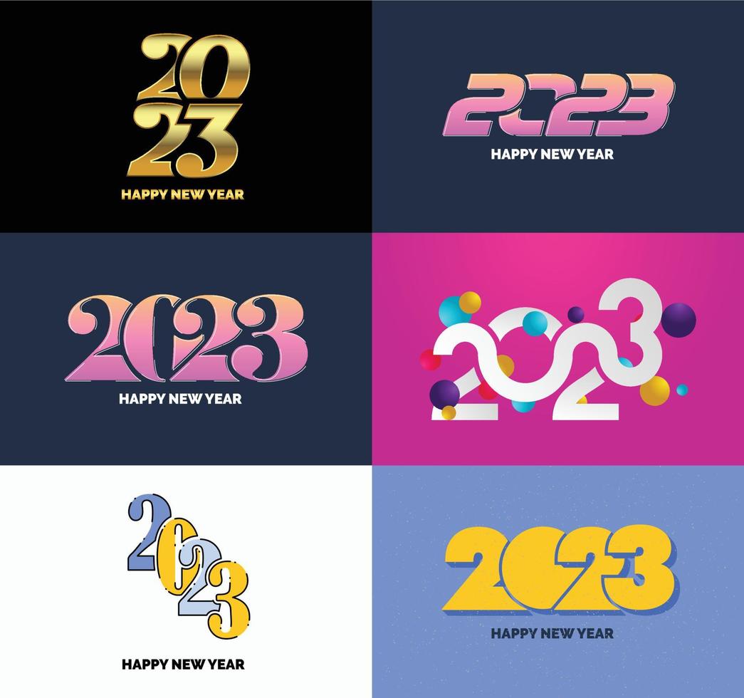 Big Set of 2023 Happy New Year logo text design 2023 number design template vector