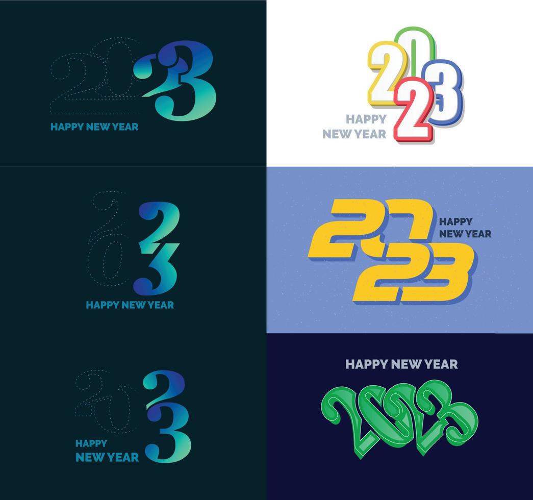 Big Set of 2023 Happy New Year logo text design 2023 number design template vector