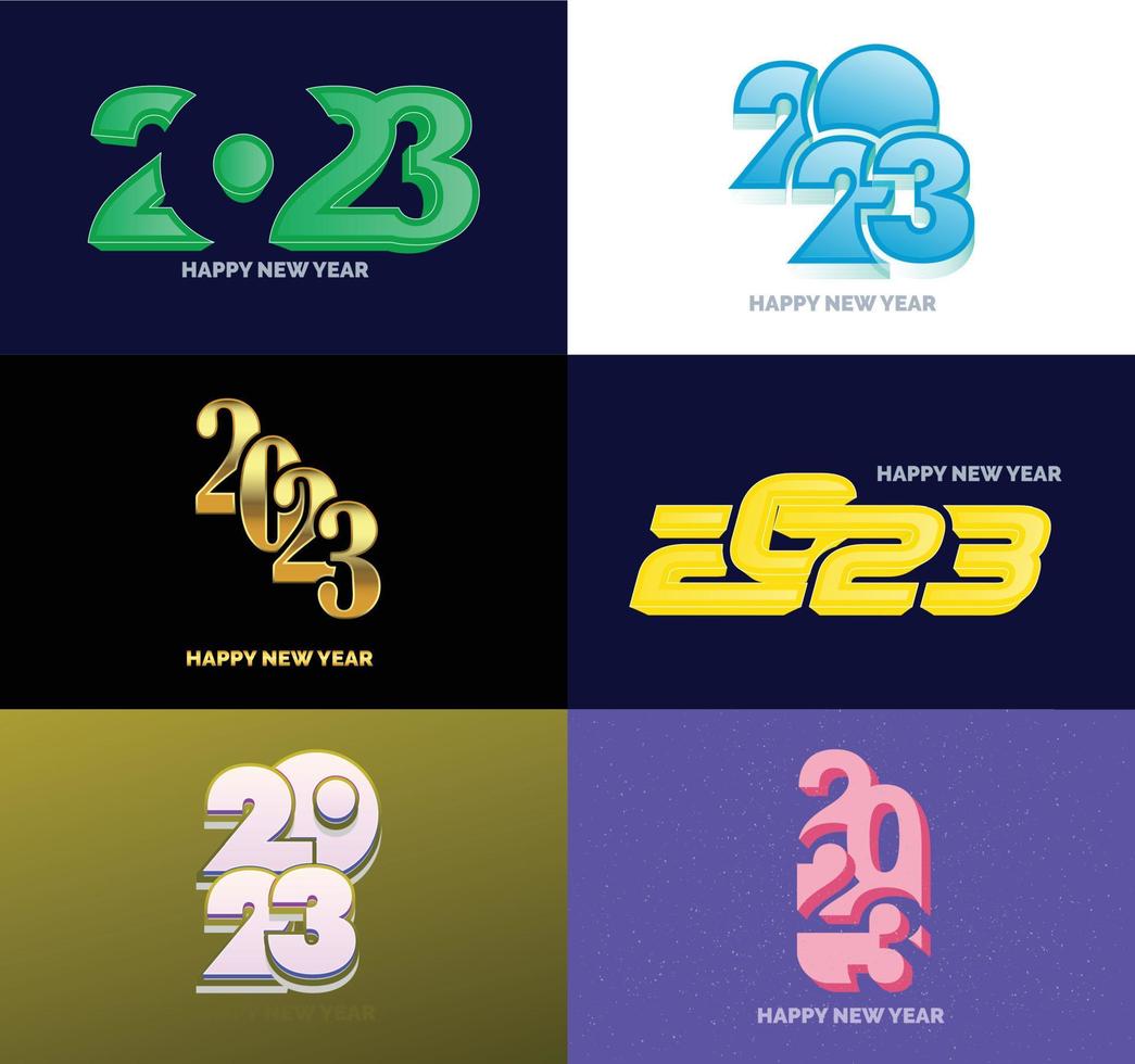 Big Collection of 2023 Happy New Year symbols Cover of business diary for 2023 with wishes vector